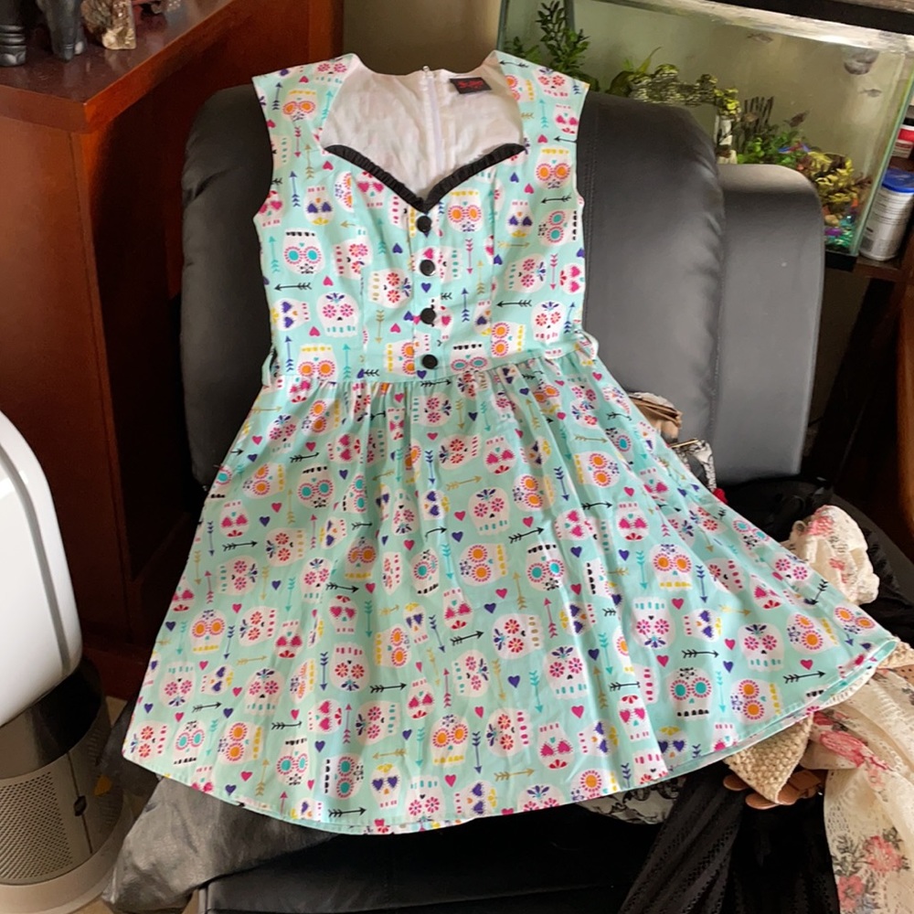 NWOT FOLTER summer dress with skulls, Sz Small 💀
